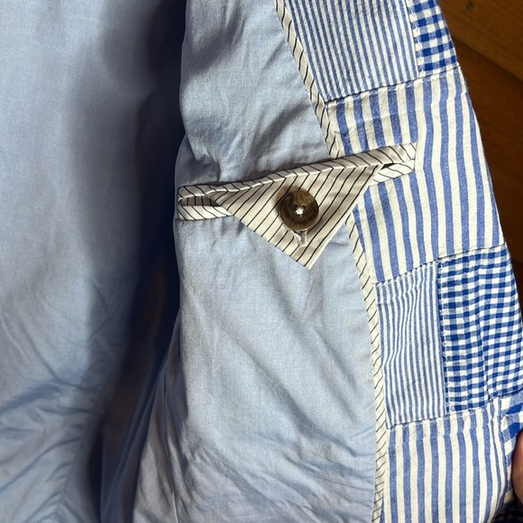 Brooks Brothers Patchwork Buffalo Plaid Blue Quilted Blazer Jacket Preppy Cotton - Picture 12 of 14